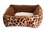 SWISSPET Leopard Quadra-Bett, 51x51x16 cm, Bett ist Kissen, waschbar