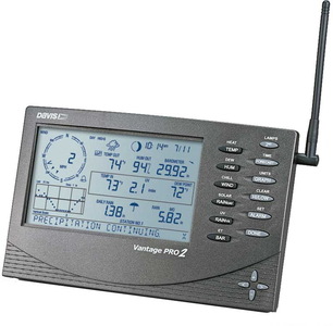 DAVIS 6153EU Wireless Vantage Pro2 mit Lüfter, Thermo-/Hygro-/Baro-/Datums-/Uhrzeit-/Niederschlag-/Mondphaseanzeige