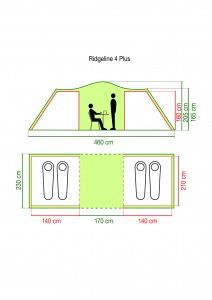 COLEMAN Ridgeline 4 Plus, IN: 140x210x160 cm, PM: 23x62 cm, 3000 mm, 4 Personen