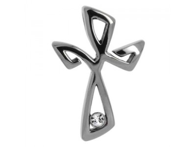 Edelstahl mit Zirkonia, 20 mm, symbolisches Kreuz