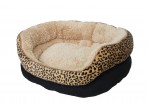 SWISSPET Hunde- und Katzenbett Tongo Leopard, 54x59x26 cm, Kissen ist Bett, waschbar